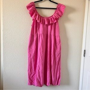 AVA & VIV Ruffle Off Shoulder Midi Pink Dress Women Size 1X